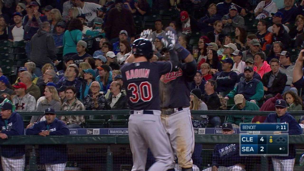 Naquin's blast lifts Tribe to Seattle split