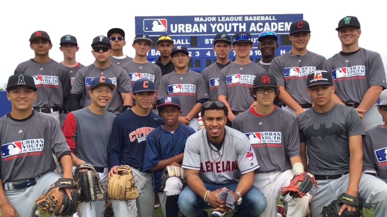 Lindor visits Urban Youth kids