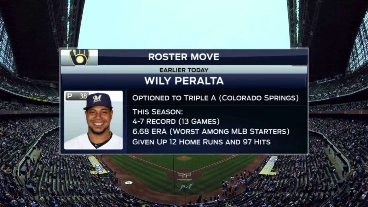 Crew options Peralta; Garza to start Tuesday