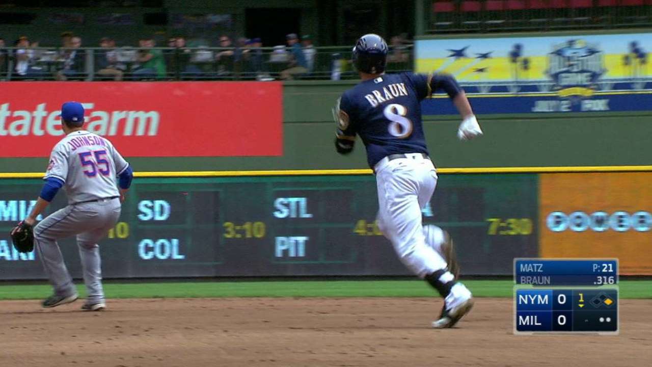 Braun advances to third on error