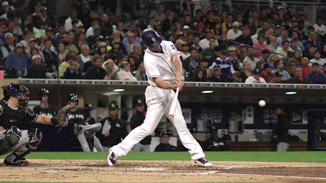 Myers tears off the ball's cover