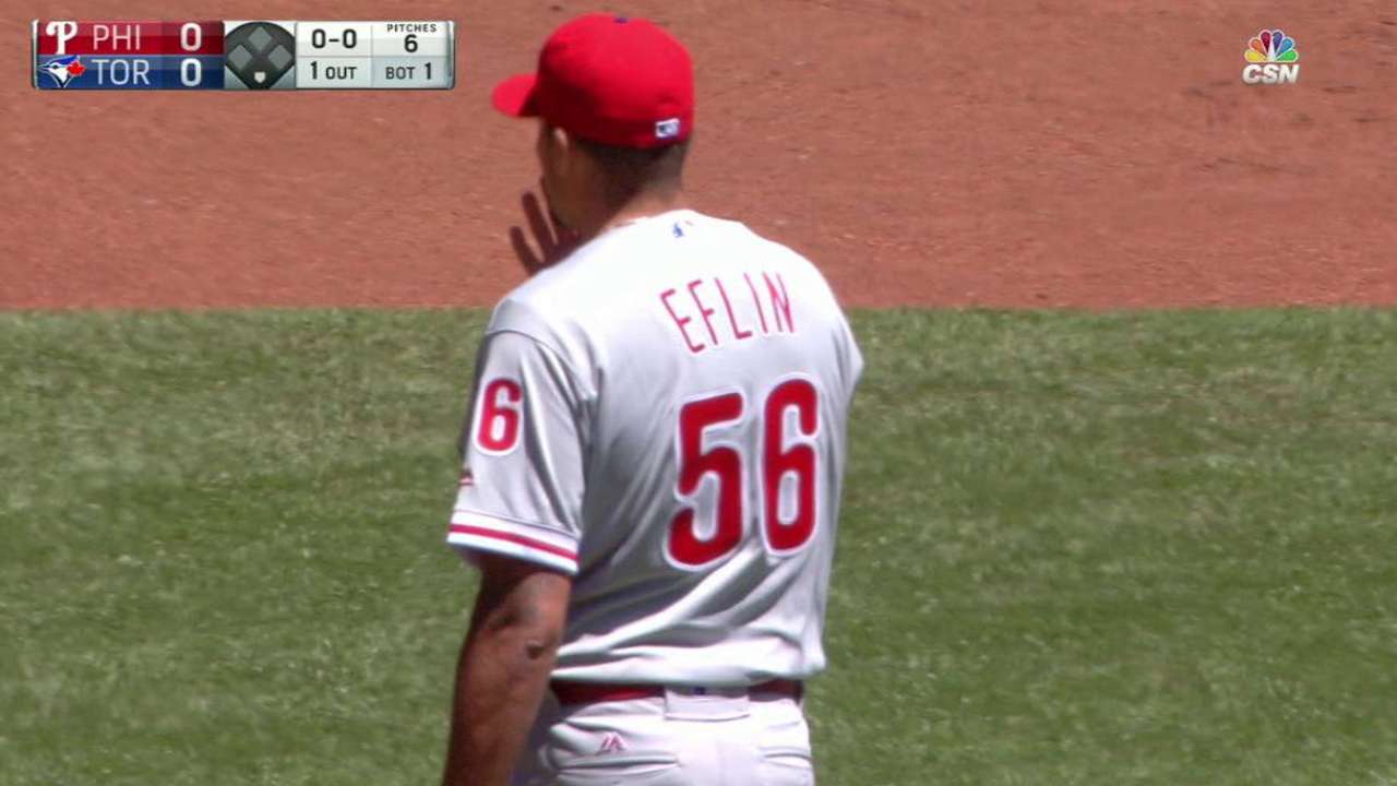 Eflin pays for mistakes in 1st career start