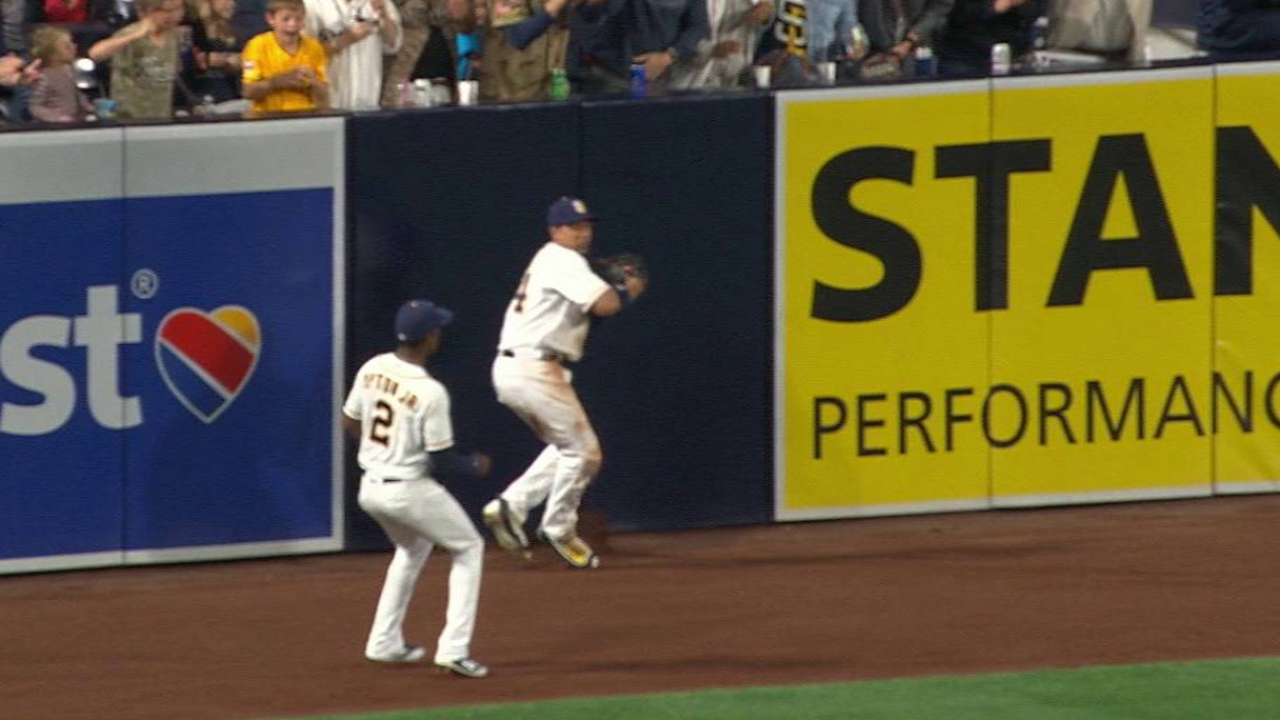 Jay helping Padres with his glove and bat