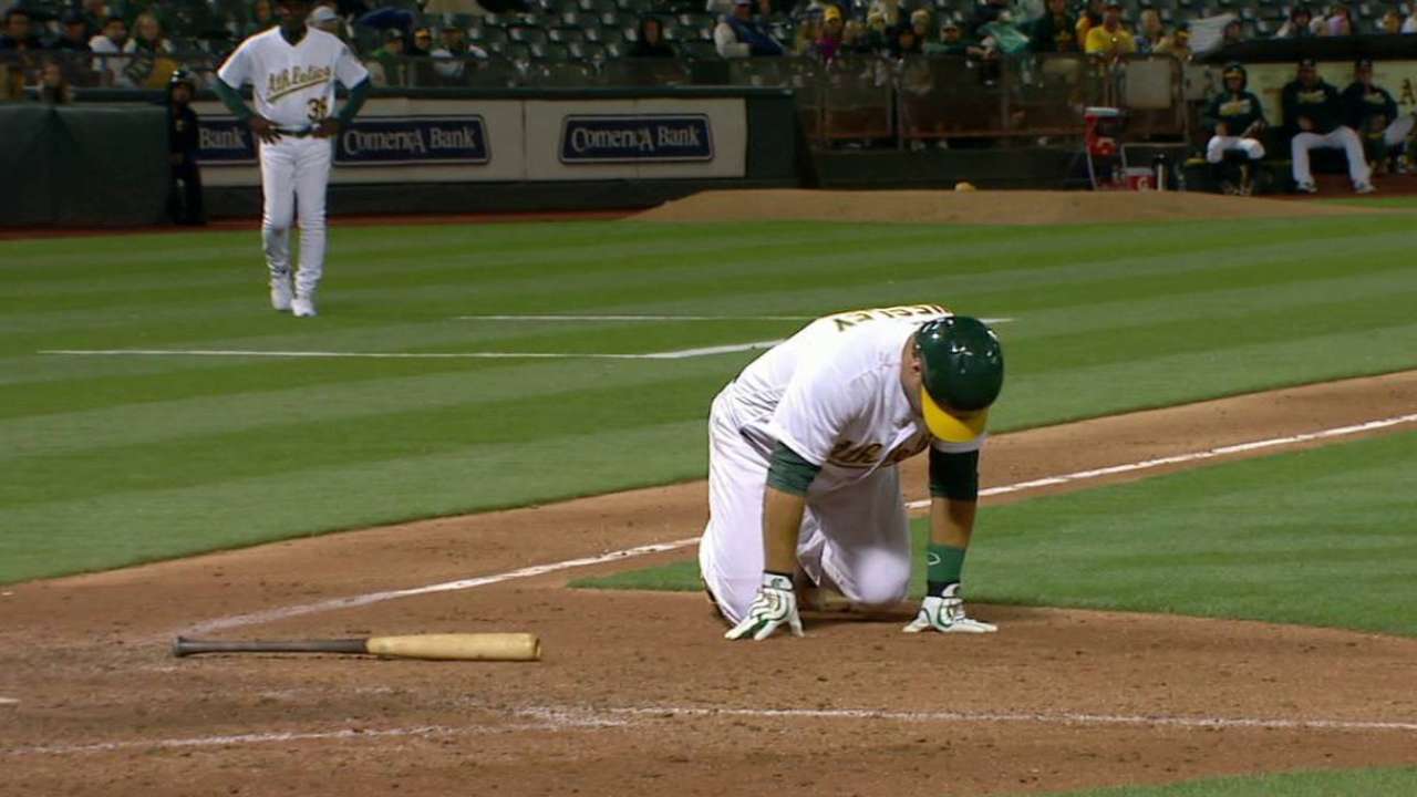 Phegley OK after taking pitch to knee