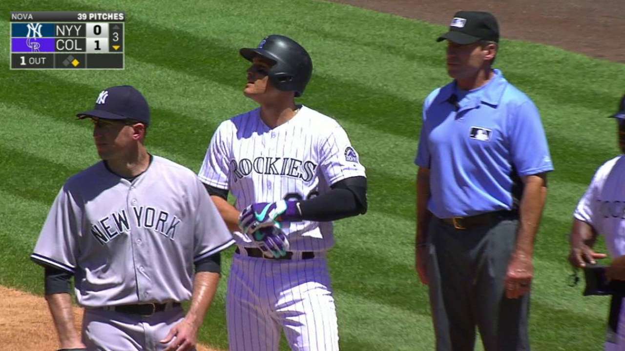 Bettis finds form to help Rockies down Yanks