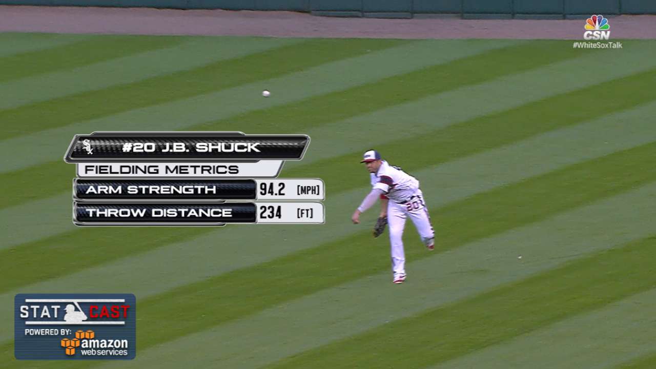 Statcast: Shuck's laser throw