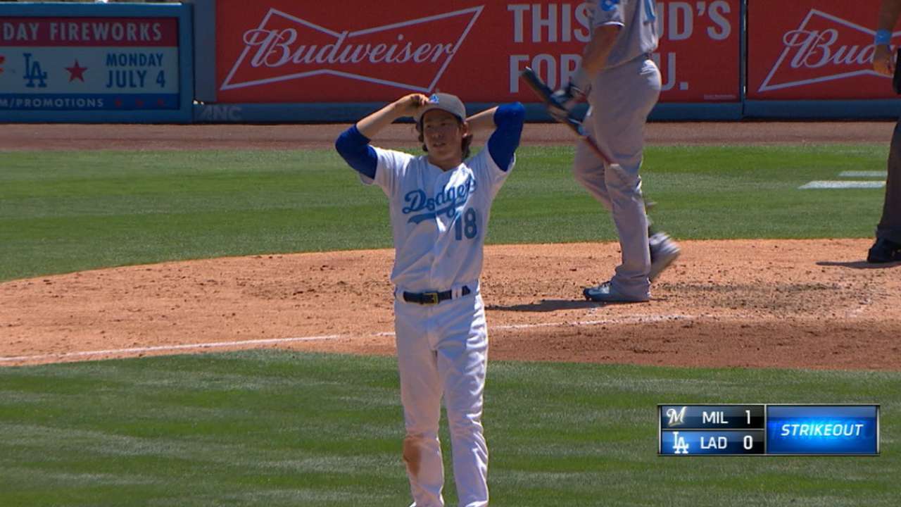 Maeda fans eight vs. Brewers