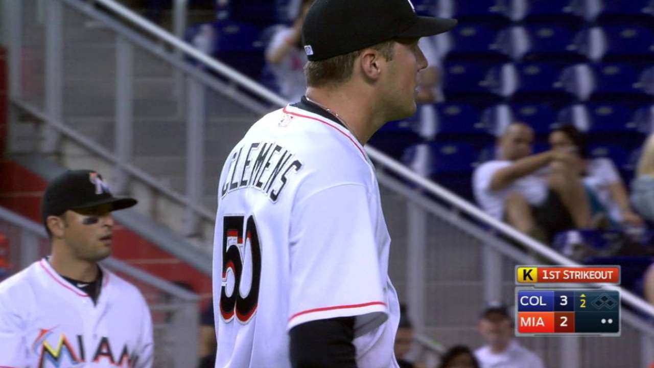 Clemens' first strikeout of 2016