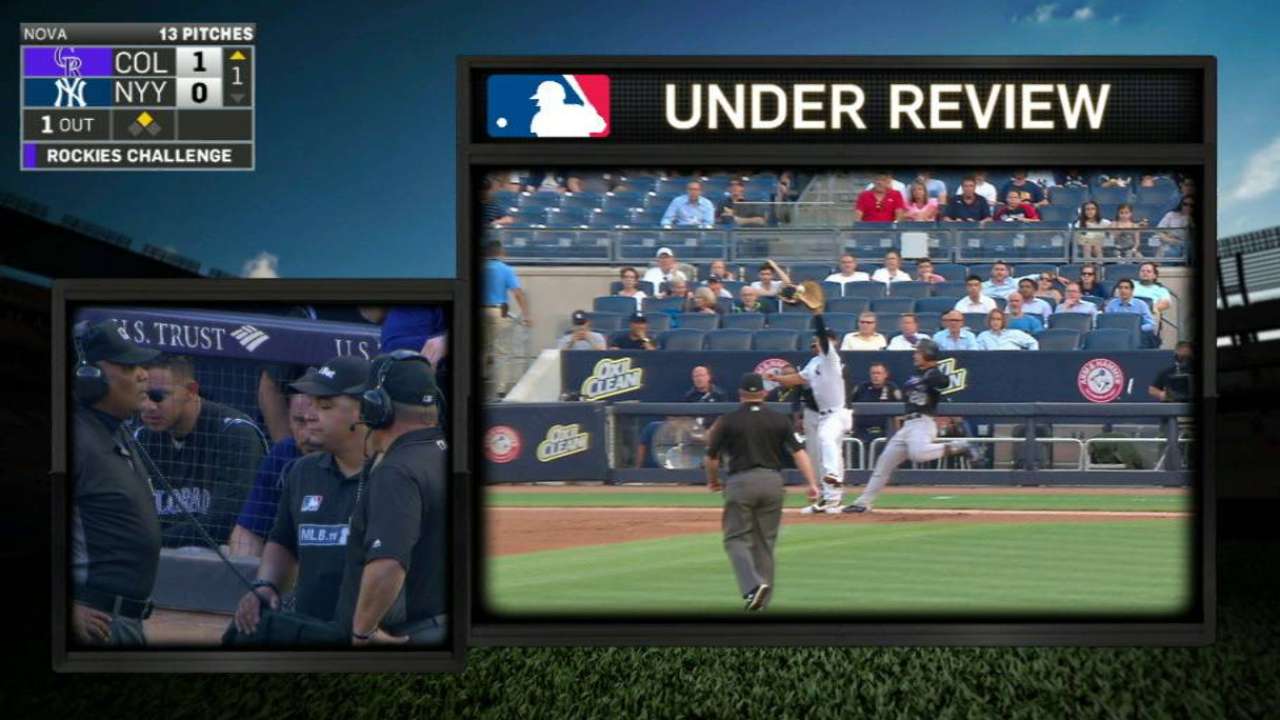 Rockies challenge call at first