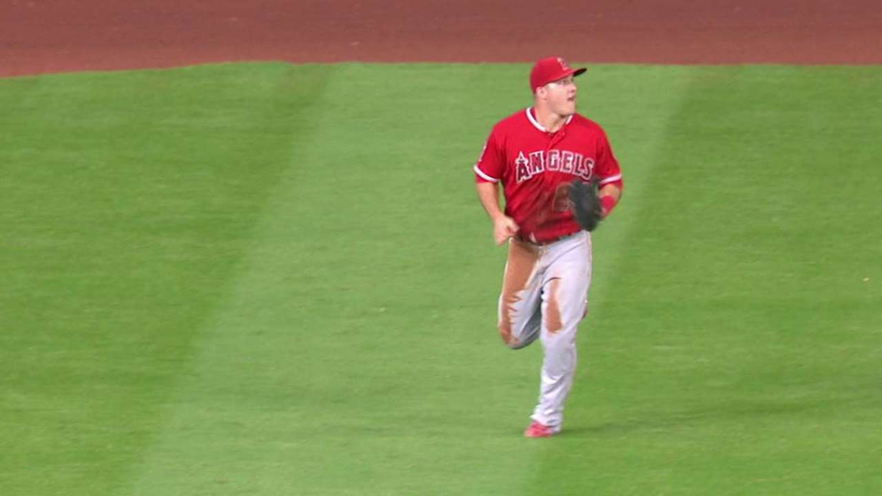 Trout's running catch