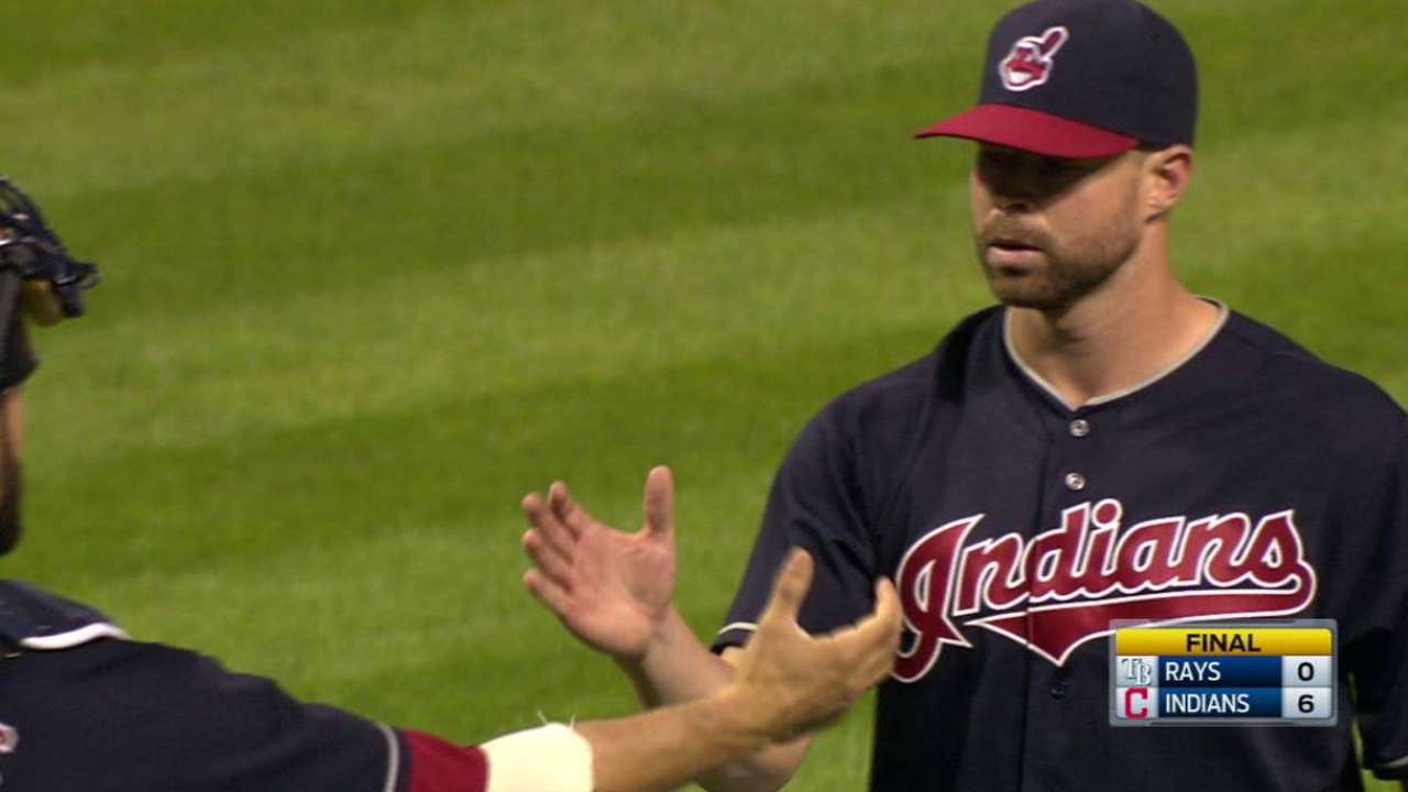 Tribe wins 5th straight behind Kluber shutout