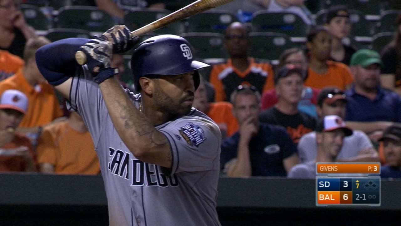 Padres score in bunches to defeat Orioles