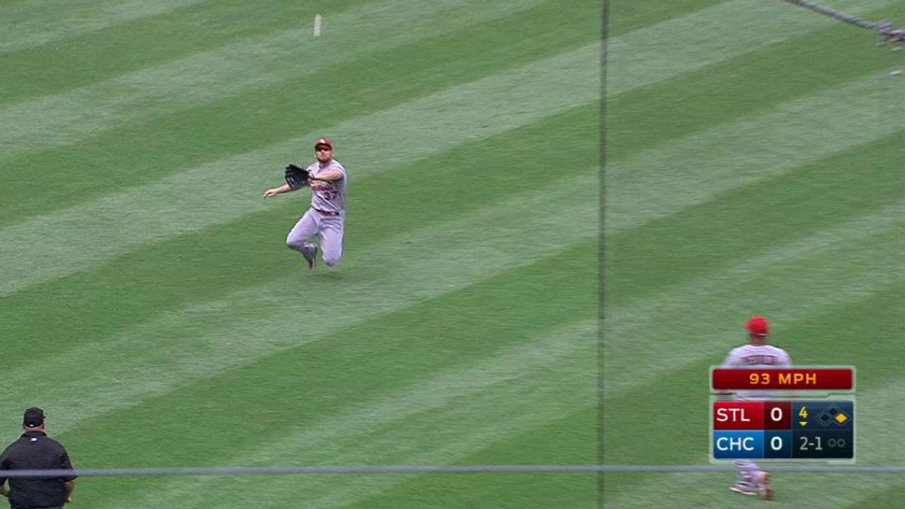 Cards turn two on Moss' grab