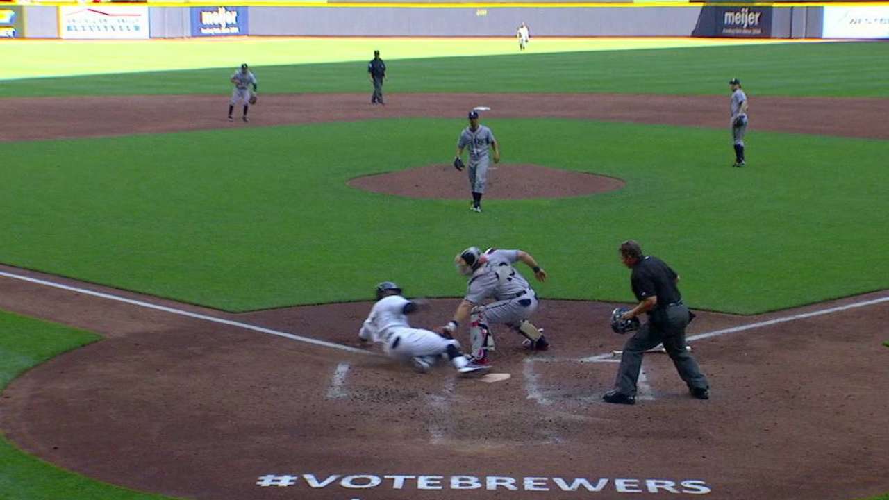 Carter scores on a grounder