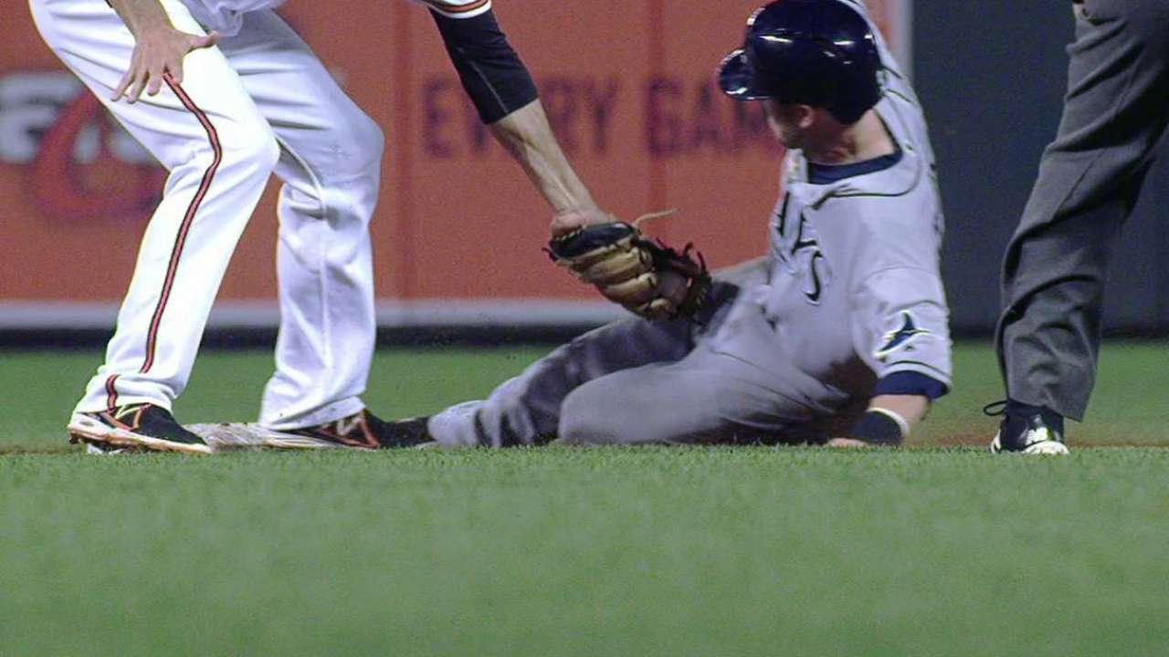 Franklin steals second base