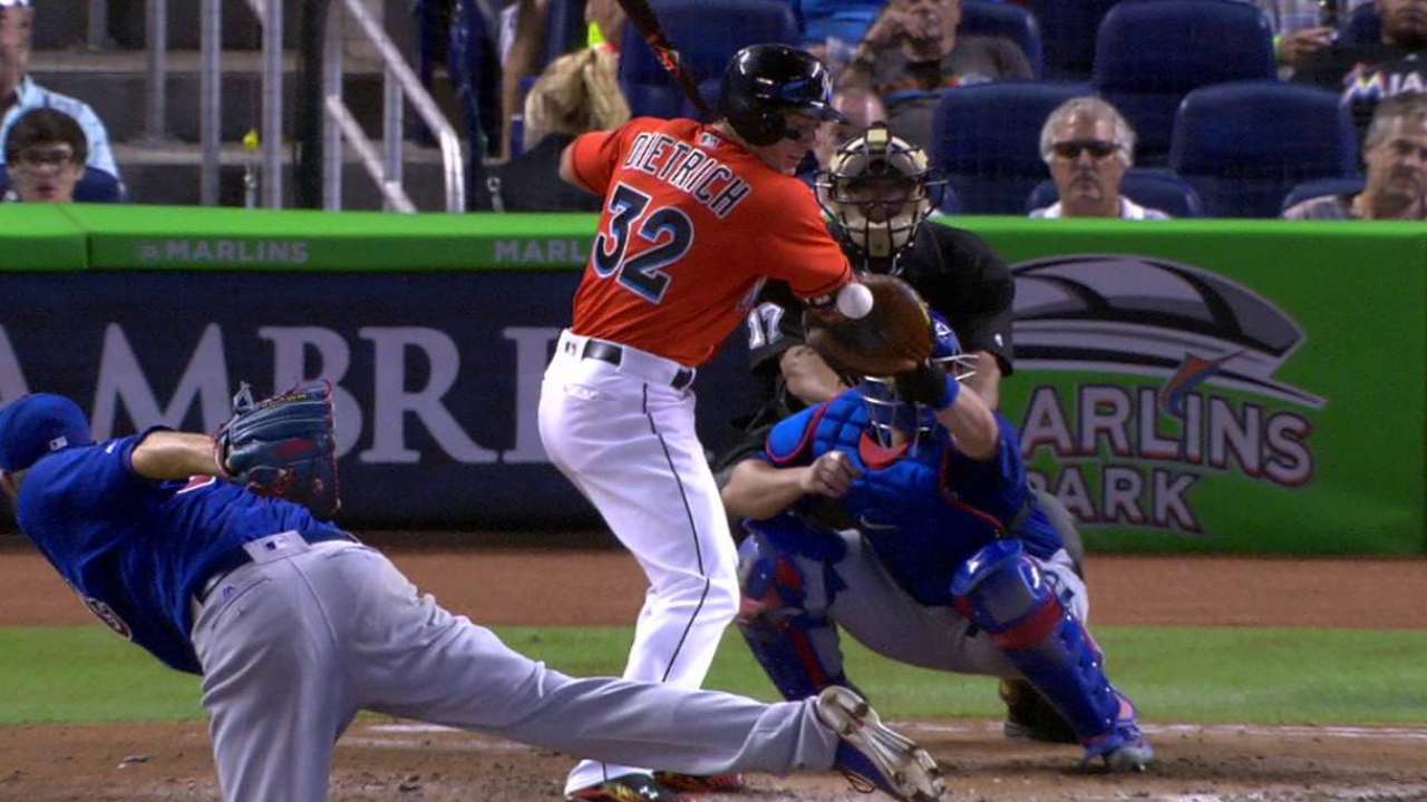 Dietrich gets hit by pitch
