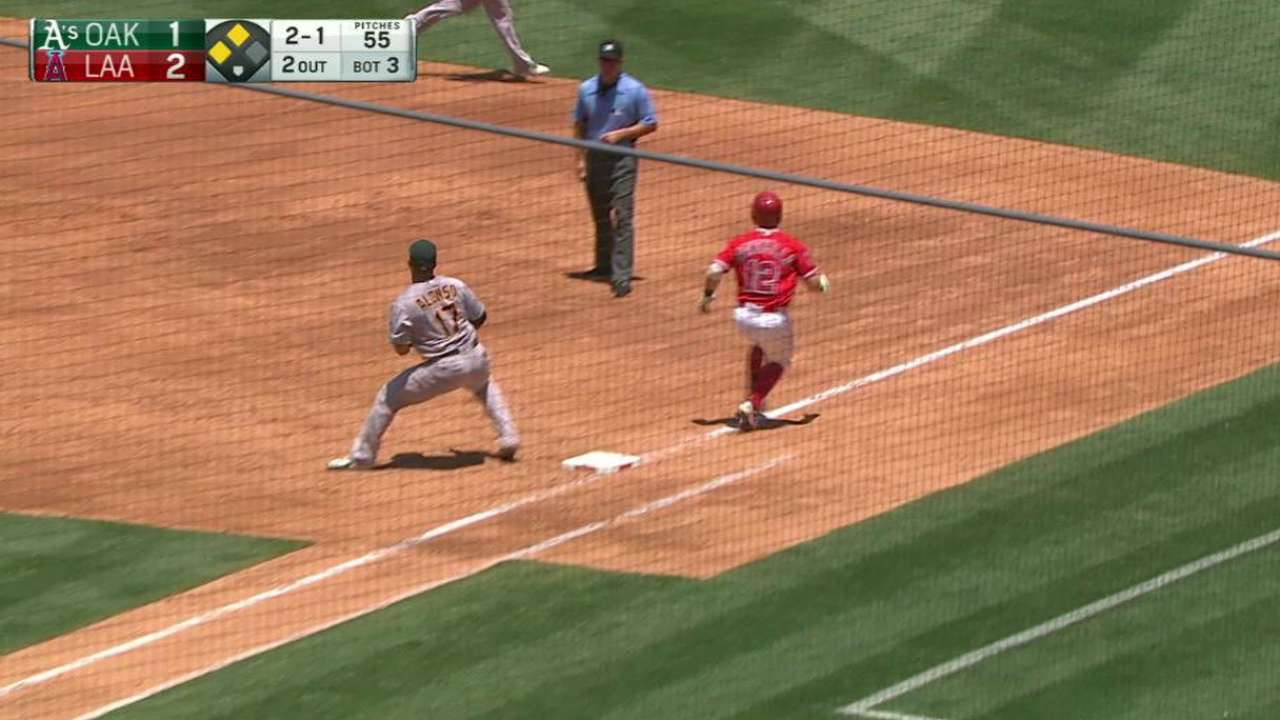 Semien's backhanded stop