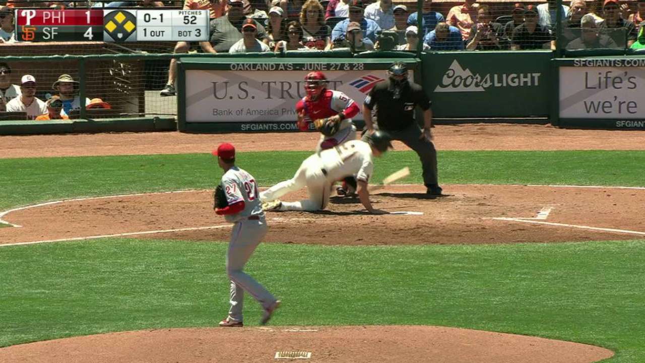 Crawford scores on hit-by-pitch