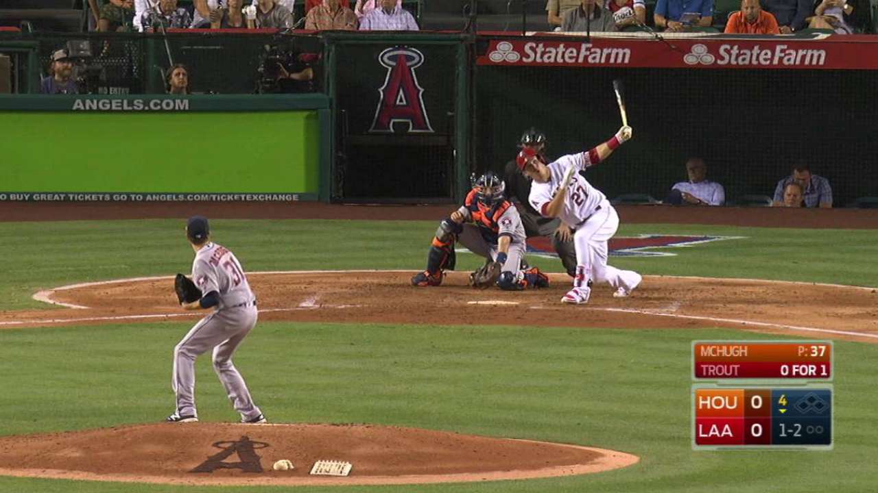 Trout's solo homer opens scoring