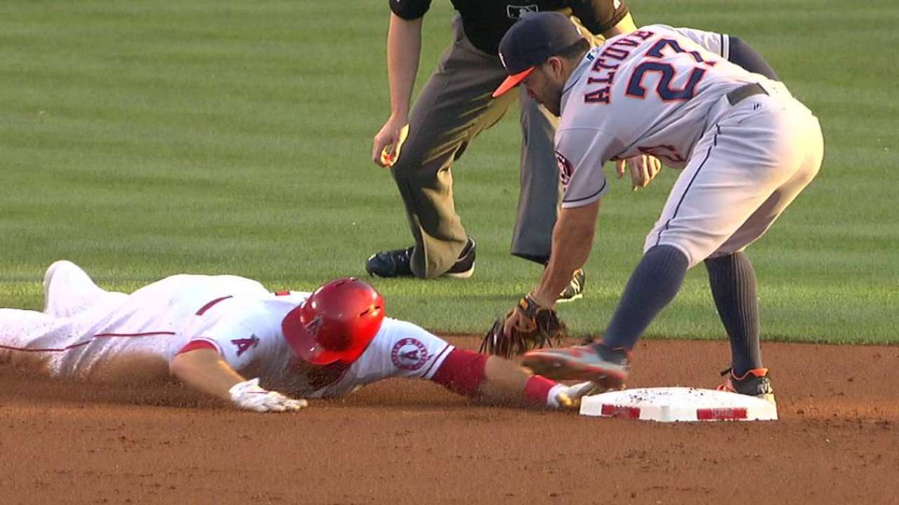 Trout steals second