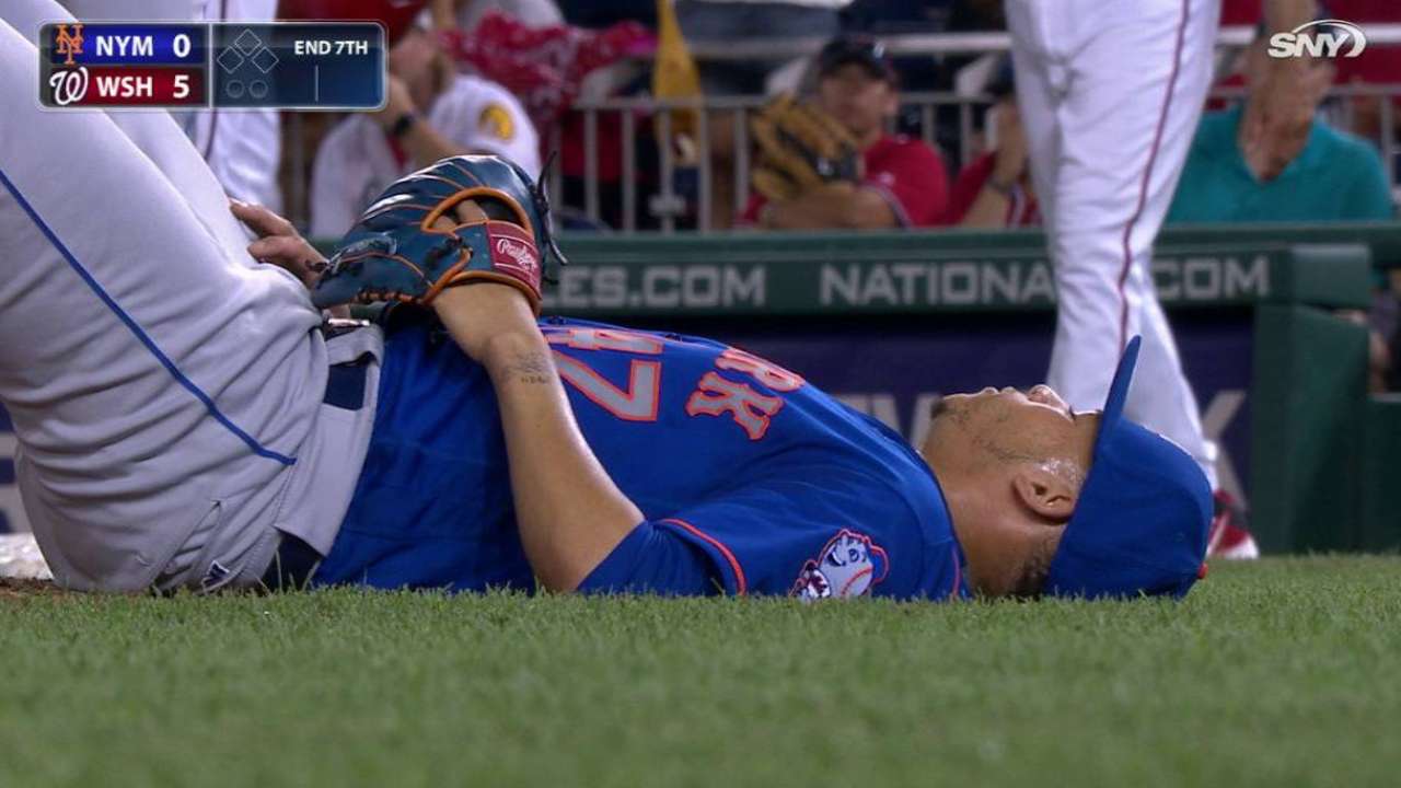 Robles gets hit on the leg