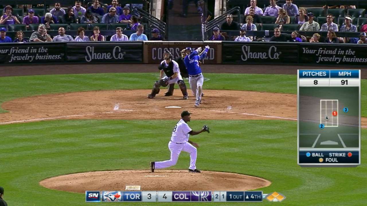 Blue Jays wale on Rockies after hailstorm