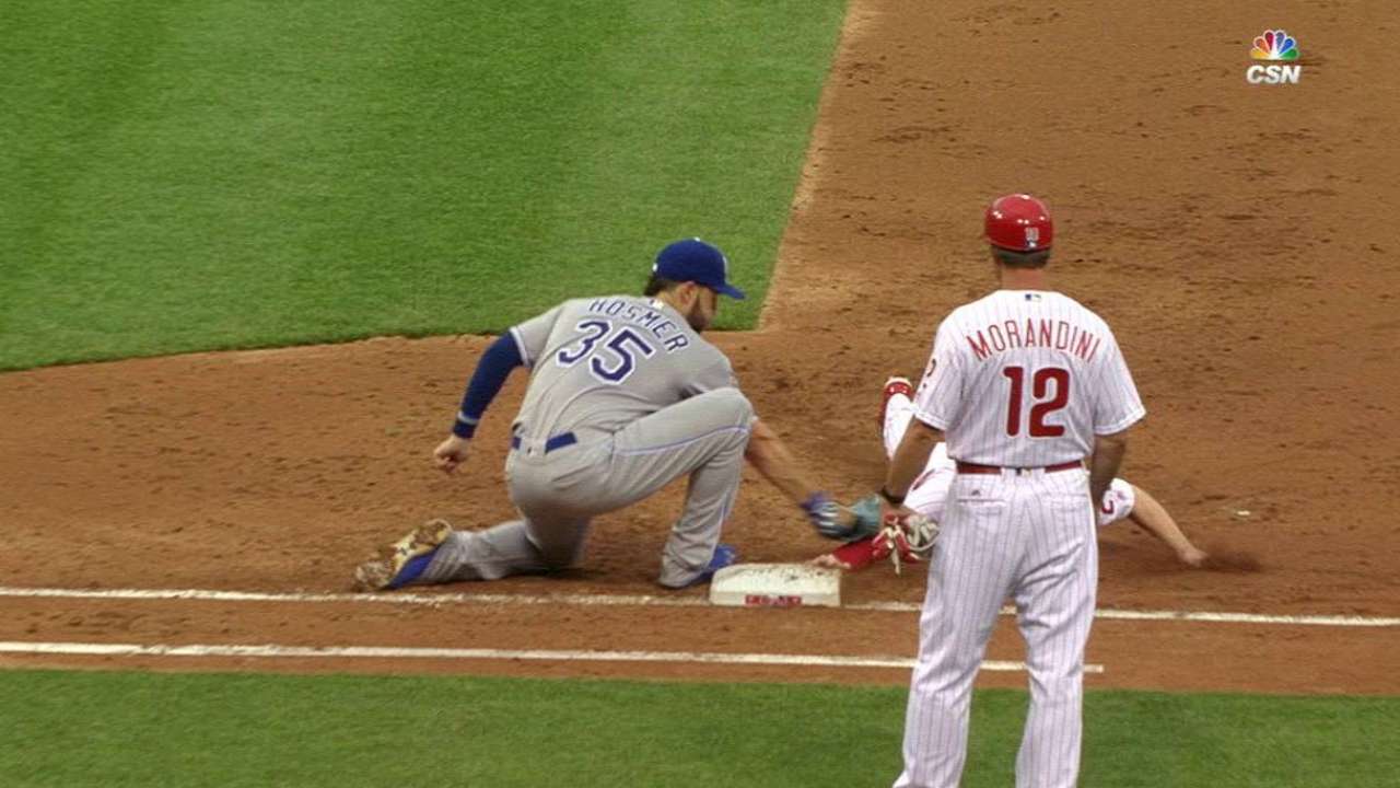 Phillies challenge call at first