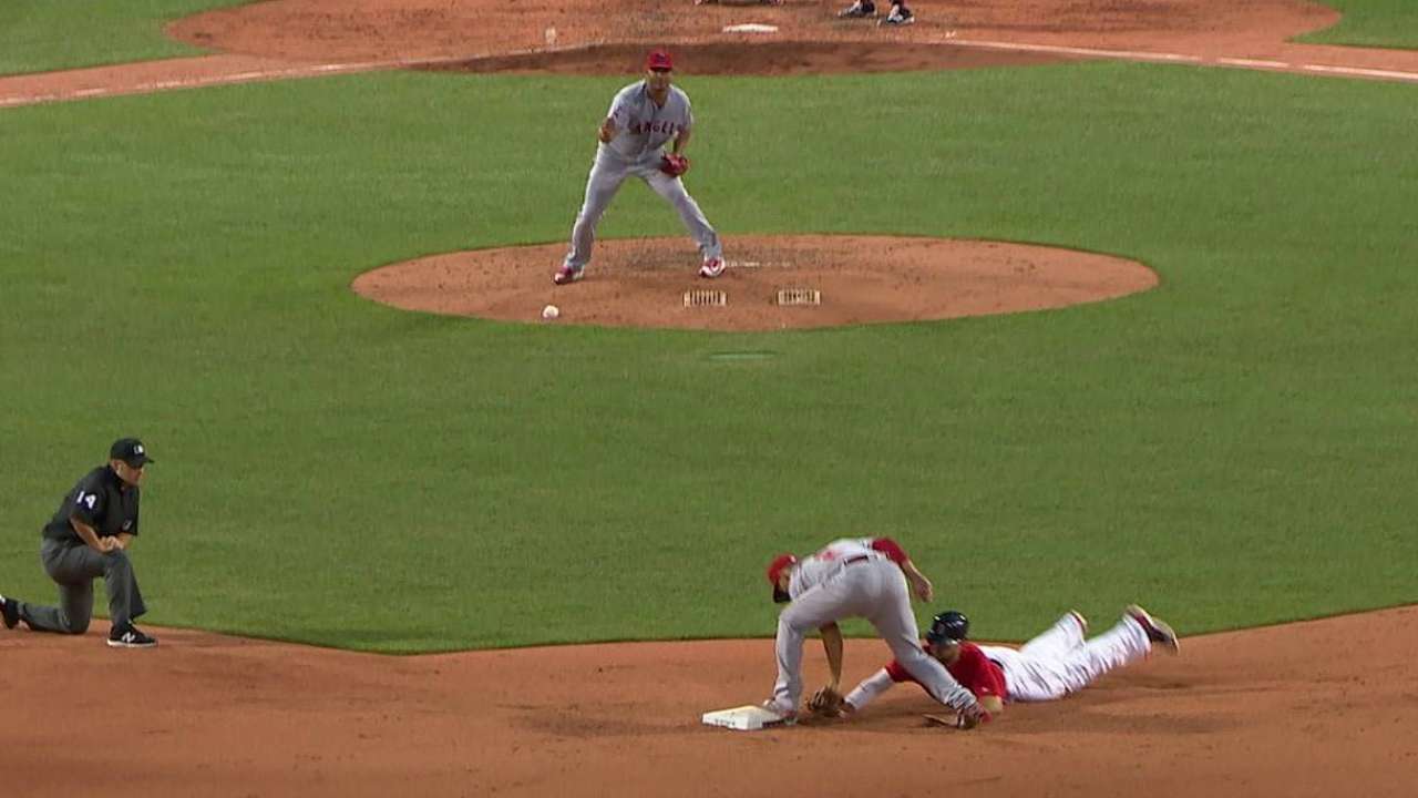 Chacin picks off Shaw at second