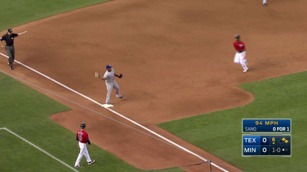 Beltre starts double play