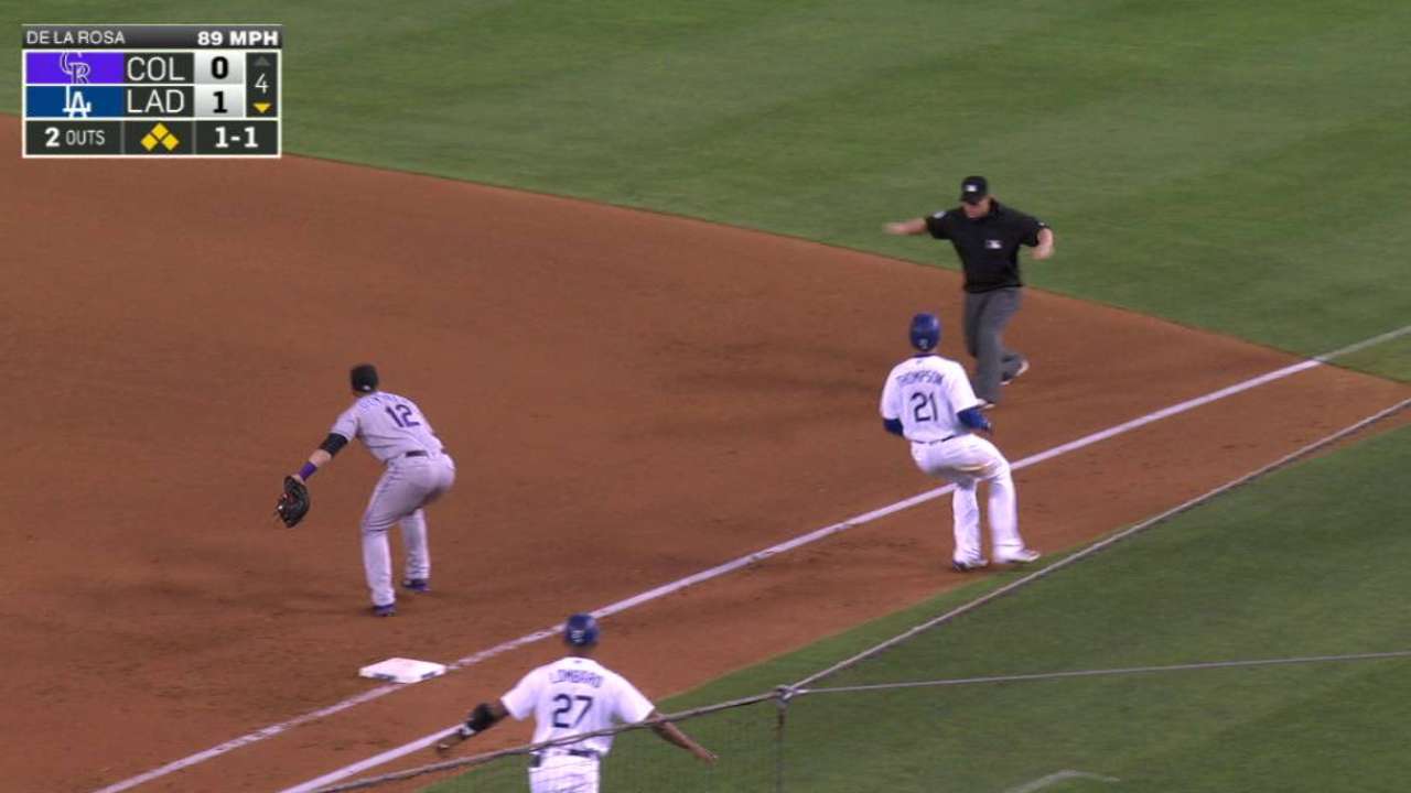 Adames' throw beats Thompson