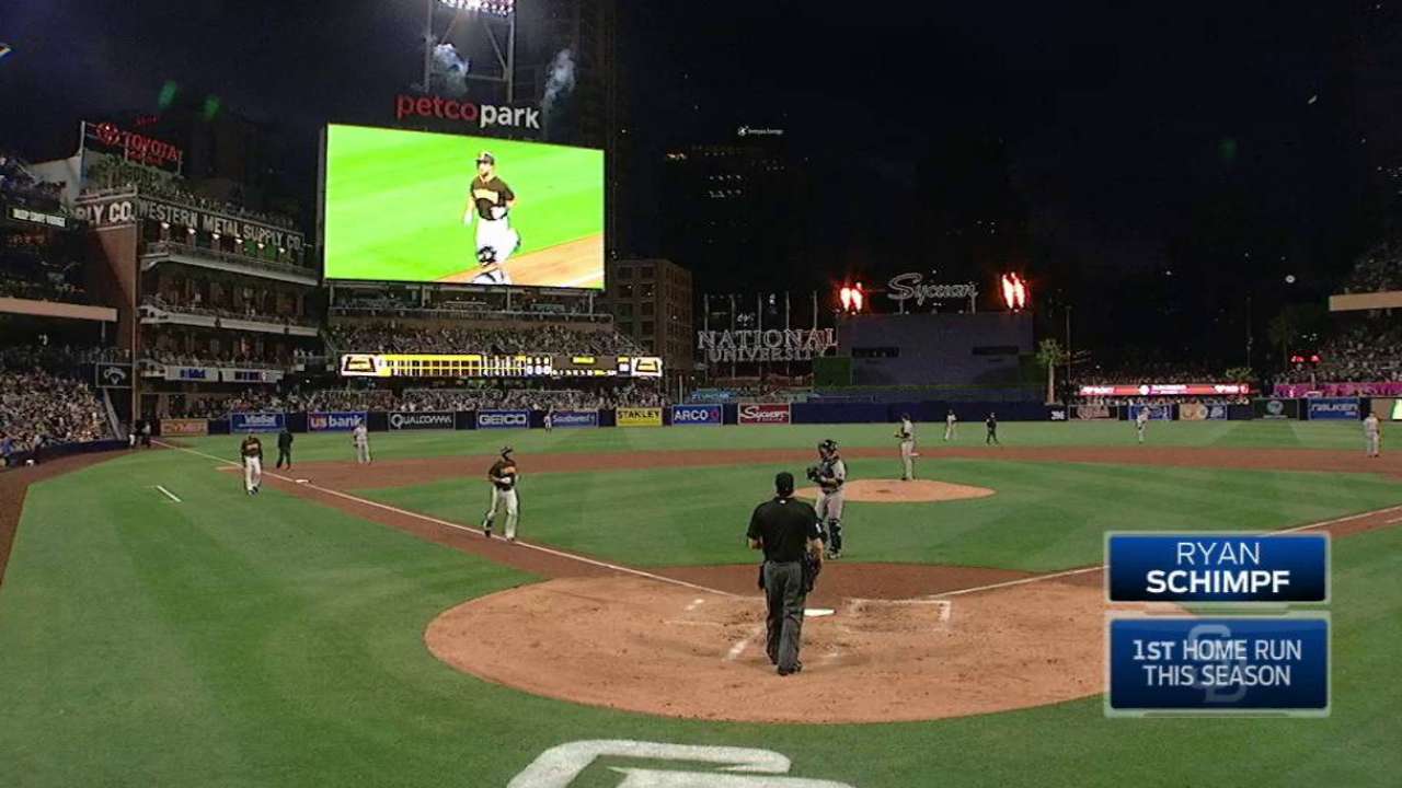 Schimpf's first career homer