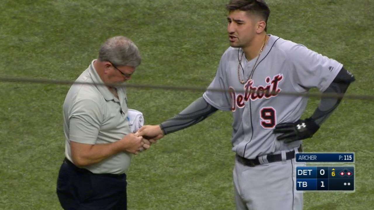 Castellanos gets hit on the hand