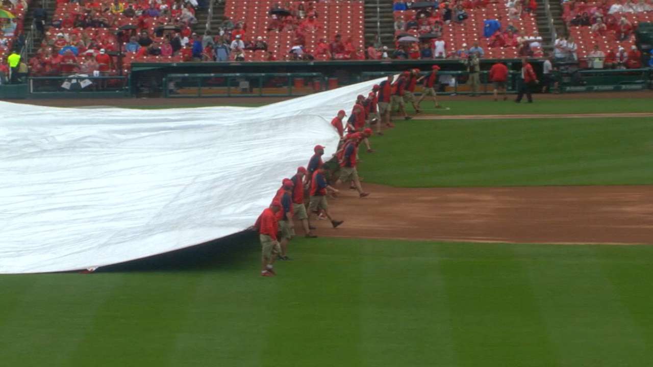 Brewers, Cardinals weather three delays