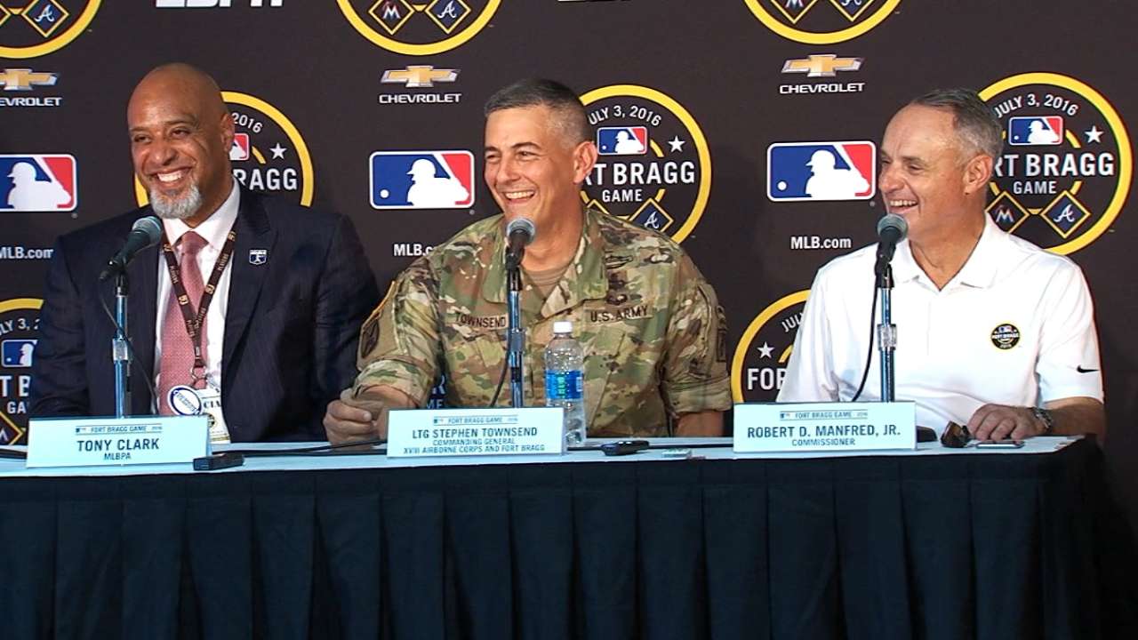 Manfred honored to bring baseball to Fort Bragg