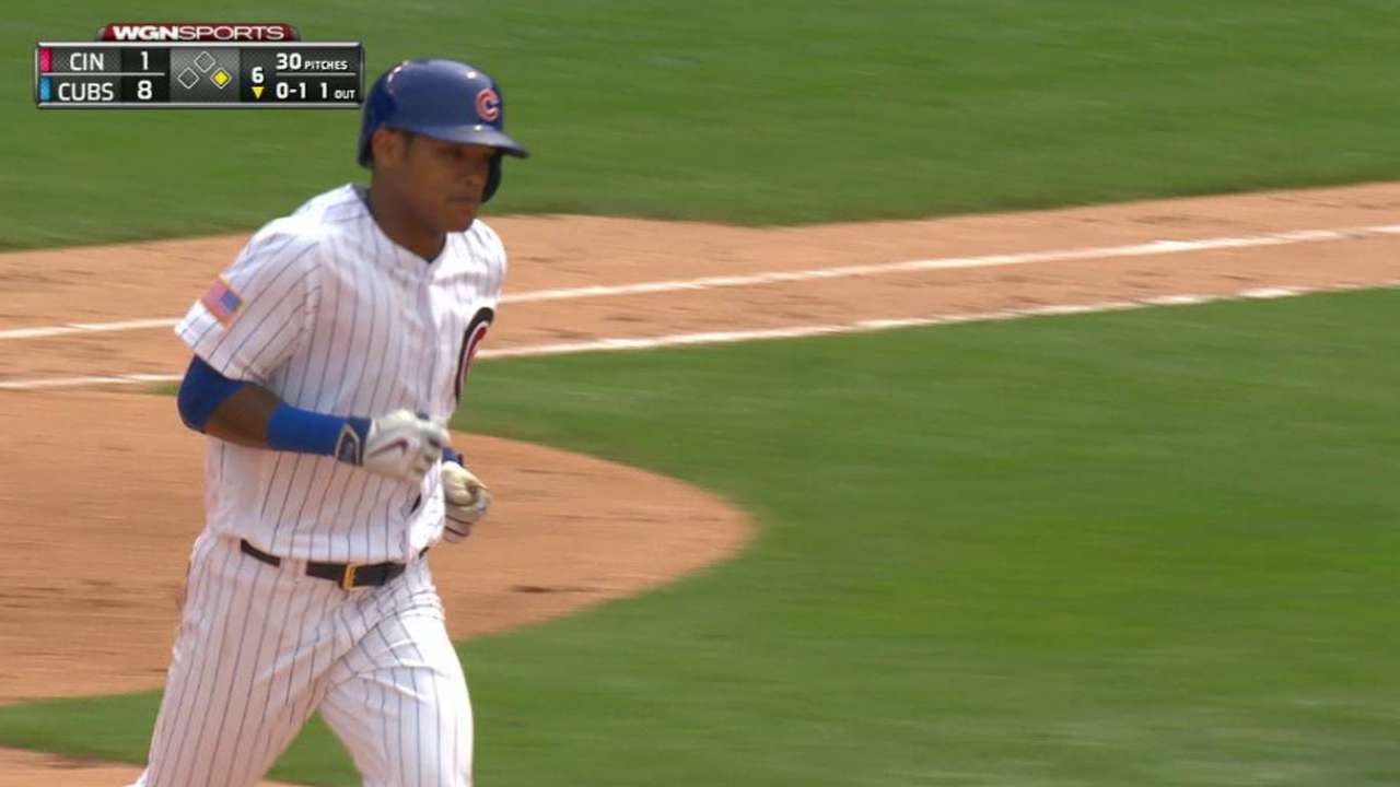 Russell's homer to left