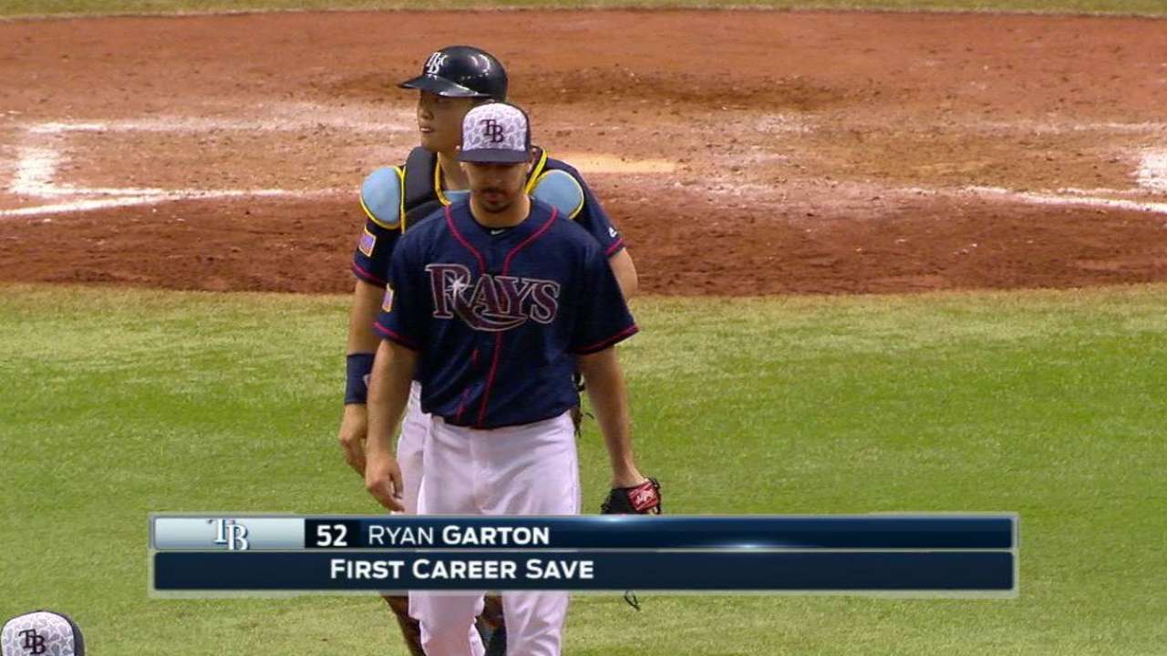 Garton boosts Rays' 'pen with first career save