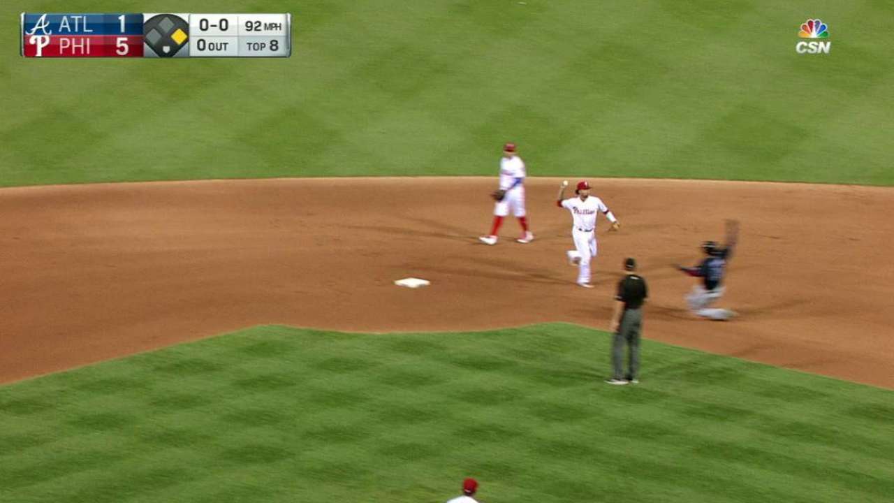 Phillies turn a double play