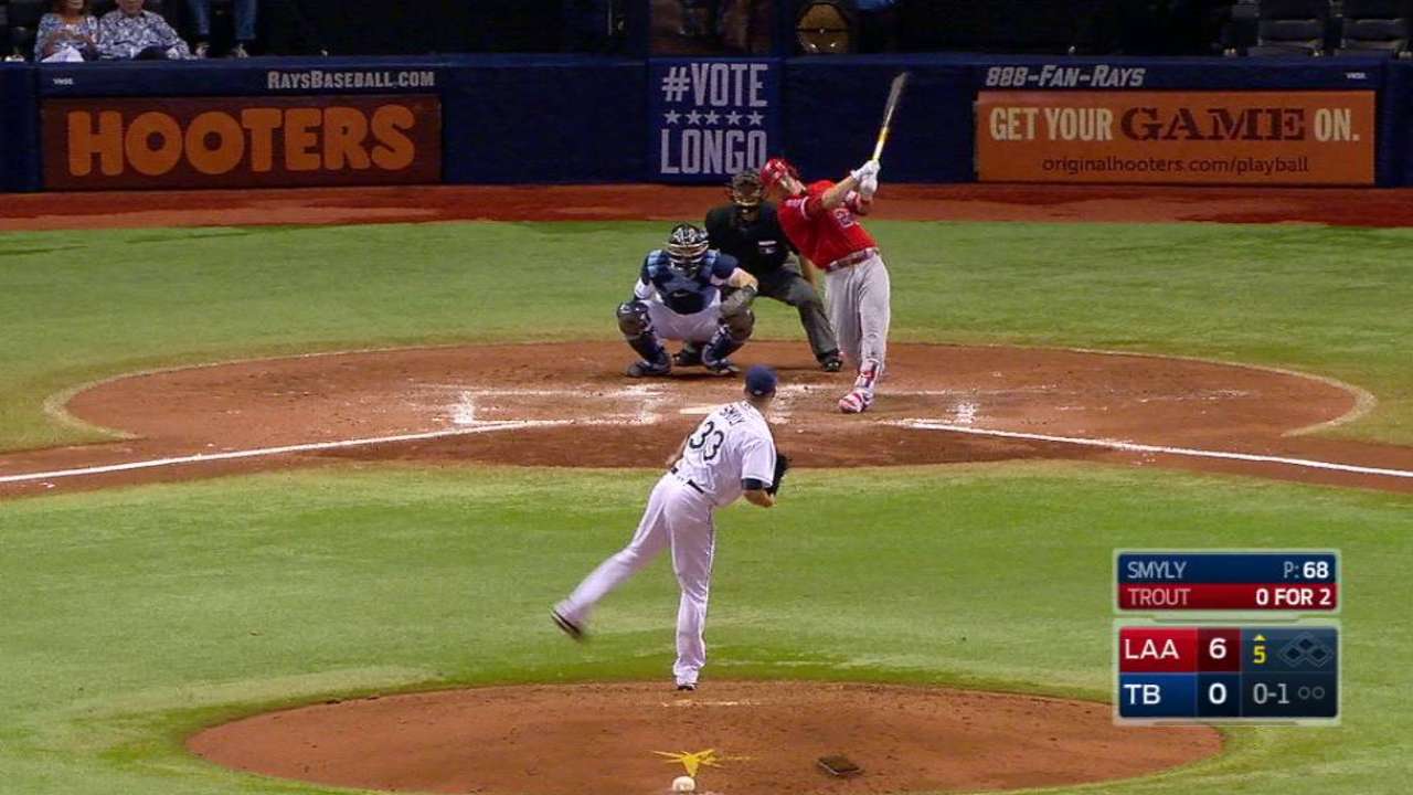 Trout, Weaver lead Angels' thumping of Rays