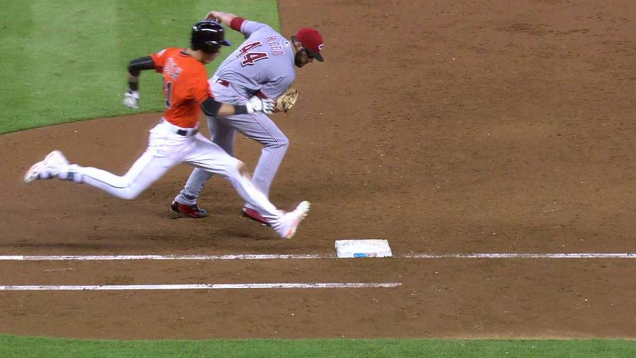 Yelich safe after challenge