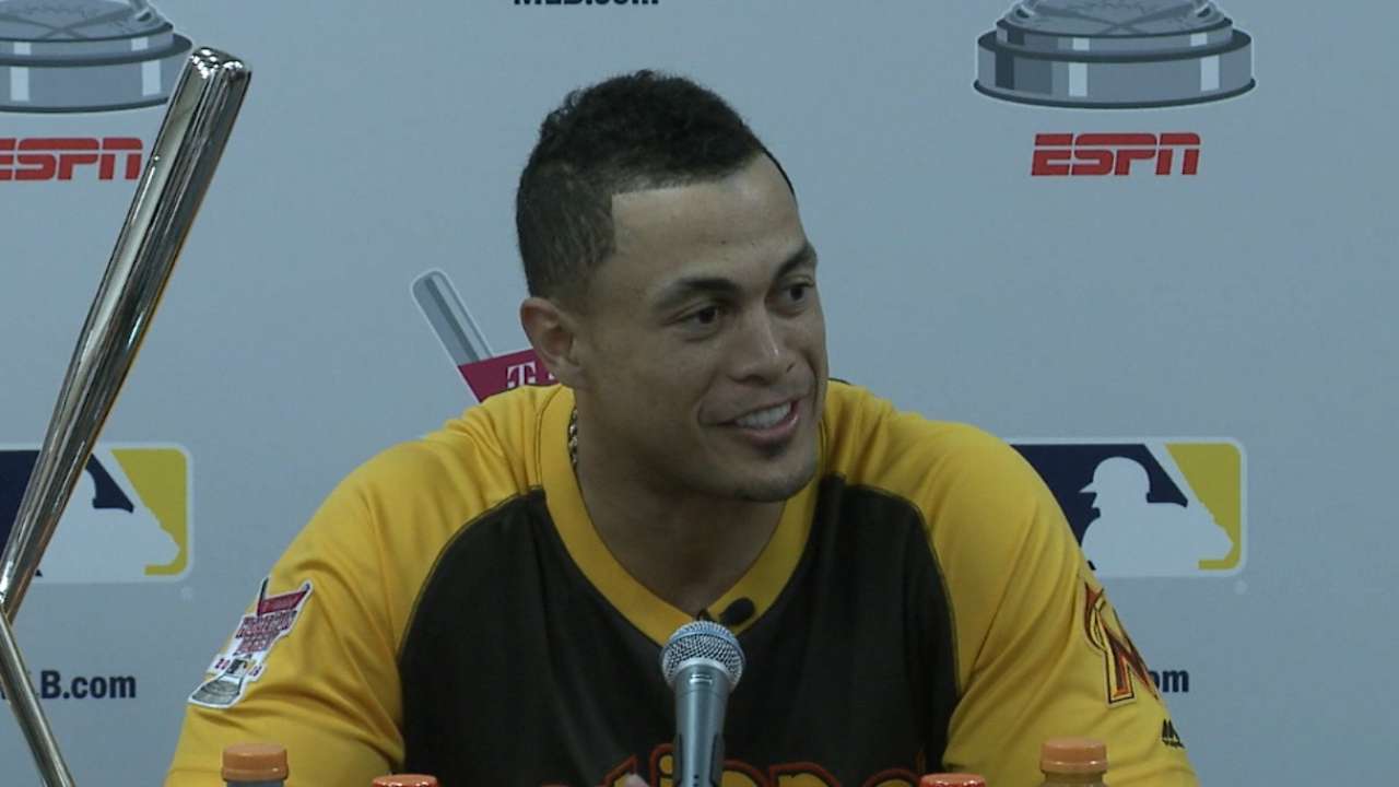 Stanton after winning 2016 Home Run Derby