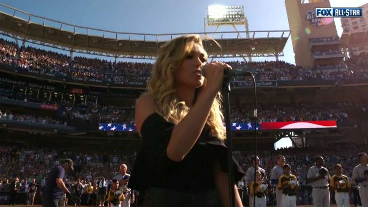 Platten sings national anthem
