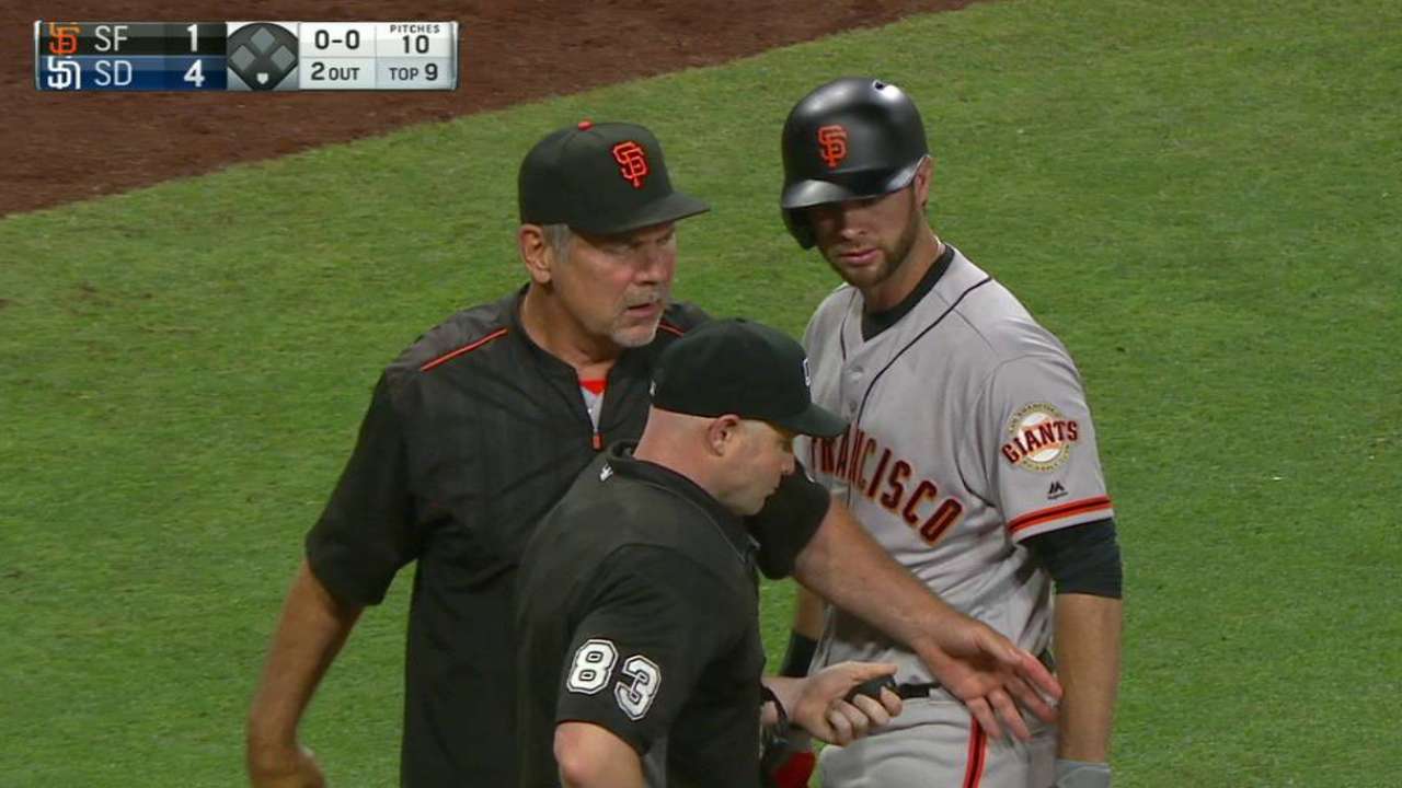 Belt, Bochy ejected from game