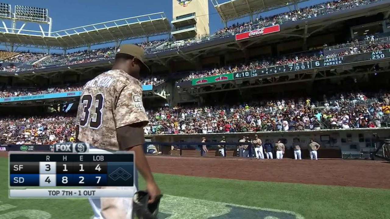 Jackson makes statement in Padres debut