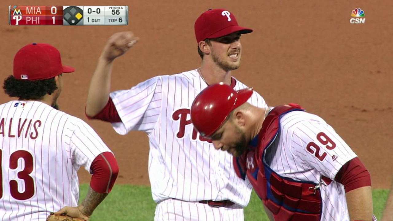 Nola gets hit by a liner