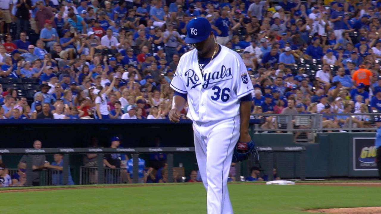 Volquez fans six in seven