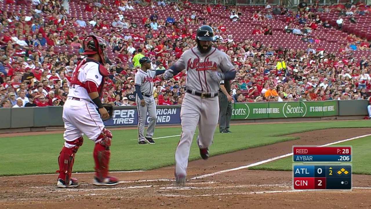 Braves score two on wacky play