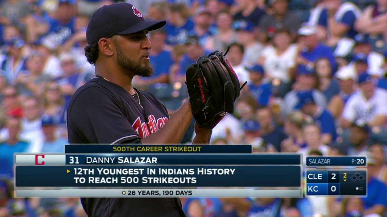 Salazar's 500th career strikeout