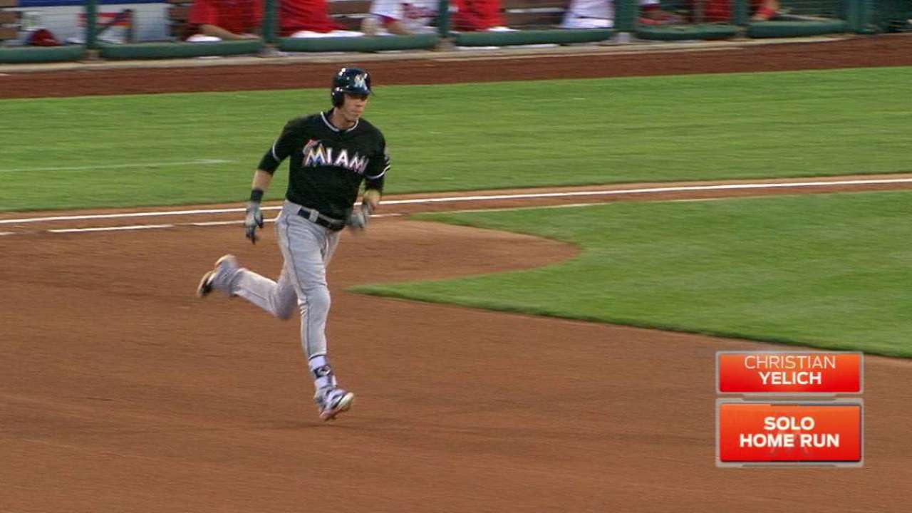 Yelich matches career high with 9th homer