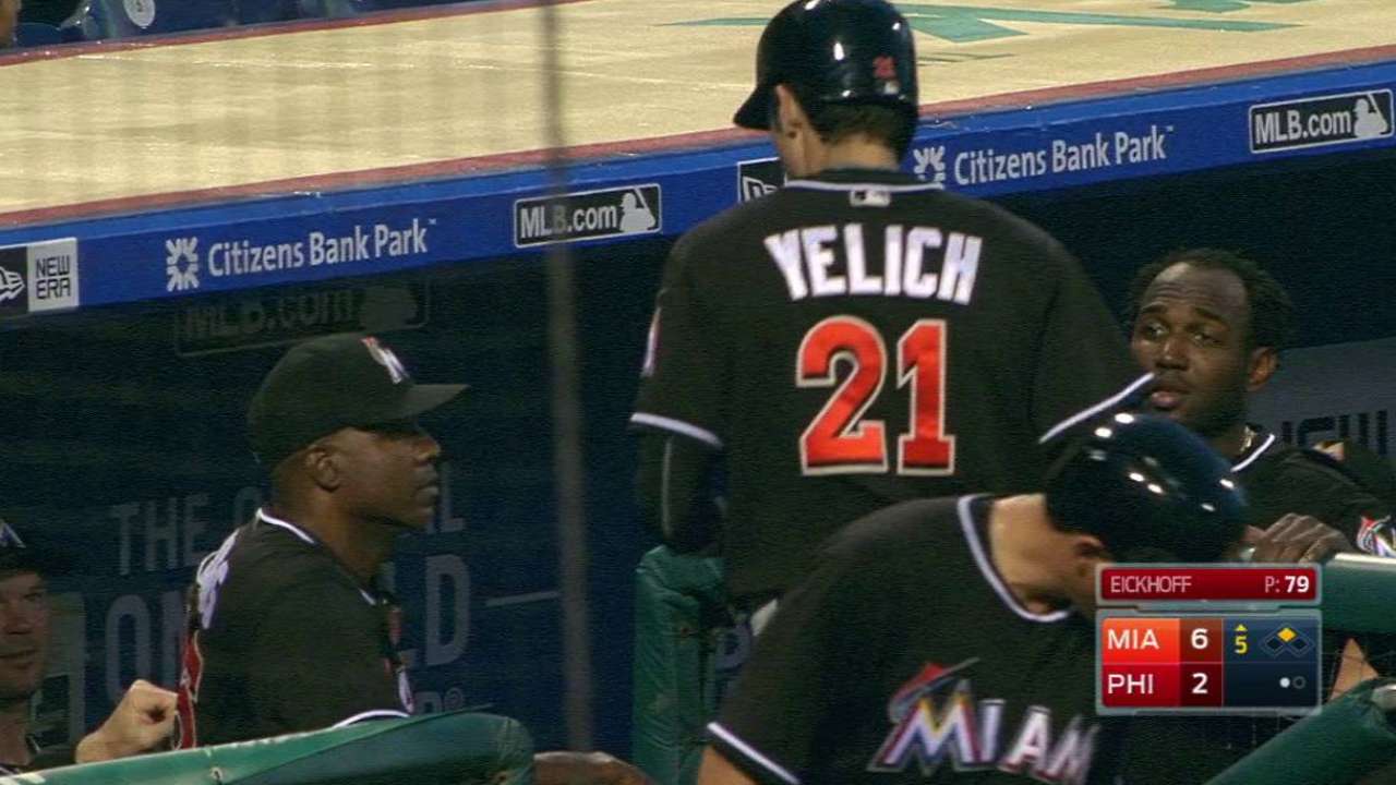 Yelich scores on error