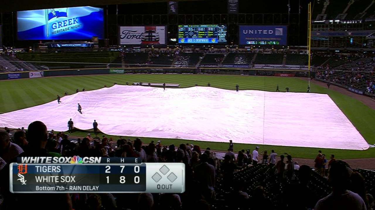 Tarp comes out on the field